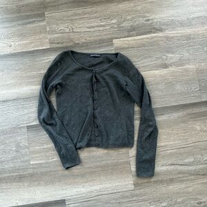Brandy Charcoal Button Cardigan Sweater